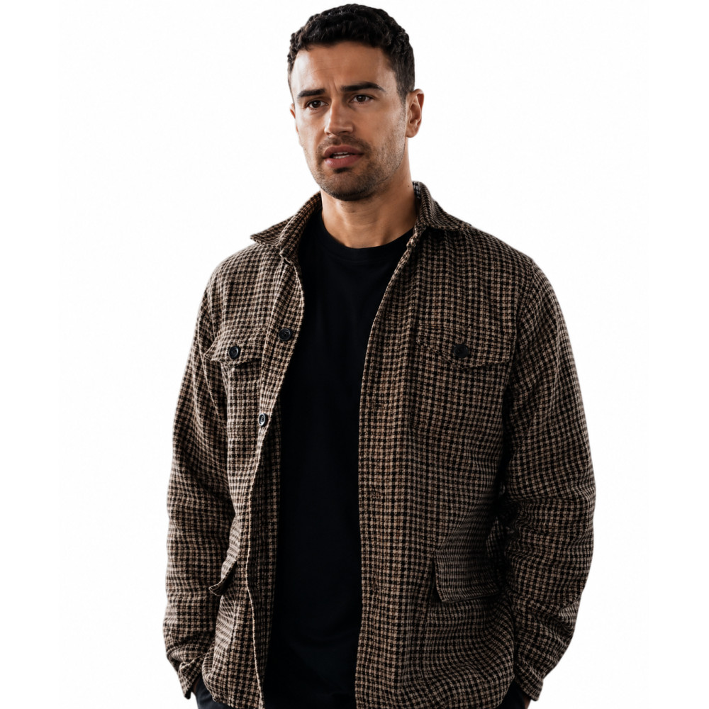 Theo James The Gentlemen Eddie Horniman Brown Checkered Jacket